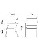 Sedia visitatore telaio 4 gambe in acciaio cromato con braccioli - schienale basso con carter nero - rivestimento ignifugo -CAM