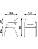 Sedia visitatore telaio 4 gambe in acciaio cromato con schienale in rete e braccioli - rivestimento ignifugo -Certificata CAM