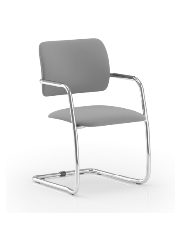 Sedia visitatore telaio a slitta cromato con braccioli - schienale basso interamente rivestito - rivestimento ignifugo - CAM