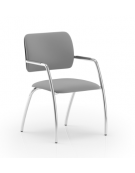 Sedia visitatore telaio 4 gambe cromato con braccioli - schienale basso interamente rivestito - rivestimento ignifugo - CAM
