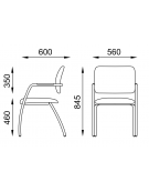 Sedia visitatore telaio 4 gambe cromato con braccioli - schienale basso interamente rivestito - rivestimento ignifugo - CAM