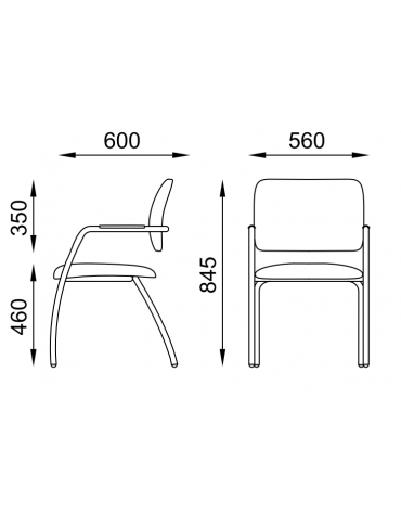 Sedia visitatore telaio 4 gambe cromato con braccioli - schienale basso interamente rivestito - rivestimento ignifugo - CAM