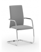 Sedia visitatore telaio a slitta in acciaio cromato con braccioli - schienale alto con carter nero - rivestimento ignifugo - CAM