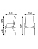 Sedia visitatore telaio 4 gambe in acciaio cromato con braccioli - schienale alto con carter nero - rivestimento ignifugo - CAM