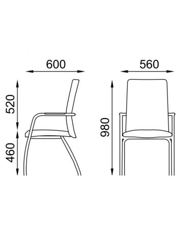Sedia visitatore telaio 4 gambe in acciaio cromato con braccioli - schienale alto con carter nero - rivestimento ignifugo - CAM