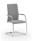 Sedia visitatore telaio a slitta cromato con braccioli - schienale alto interamente rivestito - rivestimento ignifugo - CAM