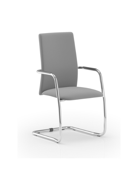 Sedia visitatore telaio a slitta cromato con braccioli - schienale alto interamente rivestito - rivestimento ignifugo - CAM