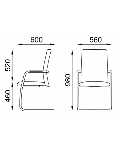 Sedia visitatore telaio a slitta cromato con braccioli - schienale alto interamente rivestito - rivestimento ignifugo - CAM