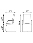 Sedia visitatore telaio a slitta nero con braccioli - schienale alto interamente rivestito - rivestimento ignifugo - CAM