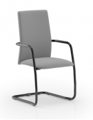 Sedia visitatore telaio a slitta nero con braccioli - schienale alto interamente rivestito - rivestimento ignifugo - CAM