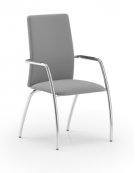 Sedia visitatore telaio 4 gambe cromato con braccioli - schienale alto interamente rivestito - rivestimento ignifugo - CAM