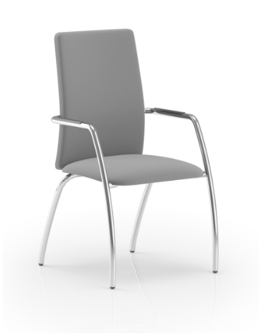 Sedia visitatore telaio 4 gambe cromato con braccioli - schienale alto interamente rivestito - rivestimento ignifugo - CAM