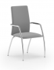 Sedia visitatore telaio 4 gambe cromato con braccioli - schienale alto interamente rivestito - rivestimento ignifugo - CAM