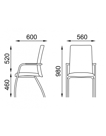 Sedia visitatore telaio 4 gambe cromato con braccioli - schienale alto interamente rivestito - rivestimento ignifugo - CAM