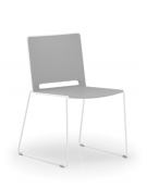 Sedia visitatore a slitta, telaio in acciaio verniciato bianco - sedile e schienale in polipropilene - Certificata CAM