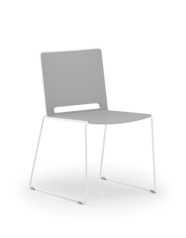 Sedia visitatore a slitta, telaio in acciaio verniciato bianco - sedile e schienale in polipropilene - Certificata CAM