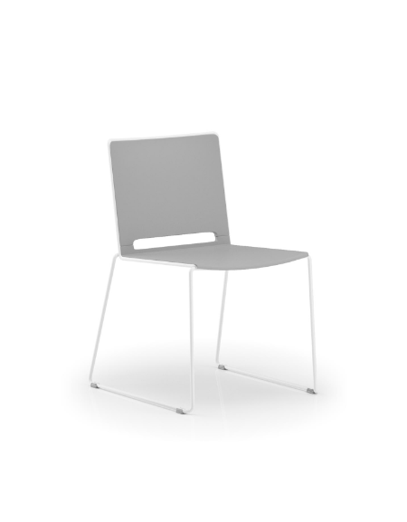 Sedia visitatore a slitta, telaio in acciaio verniciato bianco - sedile e schienale in polipropilene - Certificata CAM