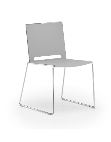 Sedia visitatore a slitta, telaio in acciaio cromato - sedile e schienale in polipropilene - Certificata CAM