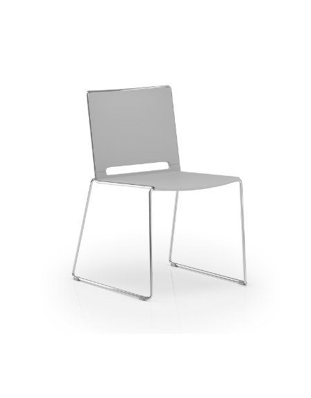 Sedia visitatore a slitta, telaio in acciaio cromato - sedile e schienale in polipropilene - Certificata CAM