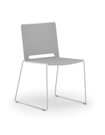 Sedia visitatore a slitta, telaio in acciaio verniciato grigio - sedile e schienale in polipropilene - Certificata CAM