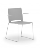 Sedia visitatore a slitta, telaio in acciaio verniciato grigio con braccioli - sedile e schienale in polipropilene - CAM