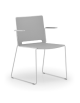 Sedia visitatore a slitta, telaio in acciaio verniciato grigio con braccioli - sedile e schienale in polipropilene - CAM