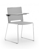 Sedia visitatore a slitta, telaio in acciaio cromato con braccioli e tavoletta - sedile e schienale in polipropilene - CAM
