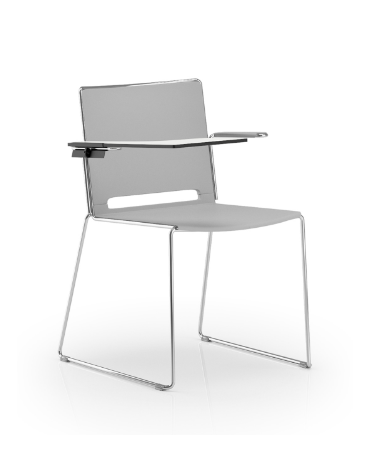 Sedia visitatore a slitta, telaio in acciaio cromato con braccioli e tavoletta - sedile e schienale in polipropilene - CAM