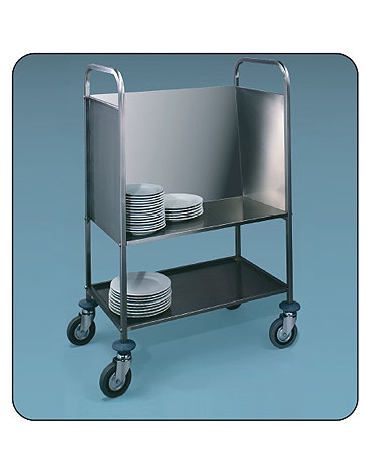Carrello portapiatti impilati inox AISI 304 - Portata 200 piatti circa - ripiano inferiore - cm 84x51x116h