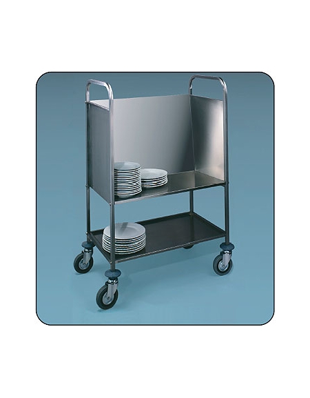 Carrello portapiatti impilati inox AISI 304 - Portata 200 piatti circa - ripiano inferiore - cm 84x51x116h