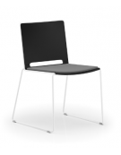 Sedia visitatore a slitta, telaio in acciaio verniciato bianco - sedile imbottito e schienale in polipropilene - CAM