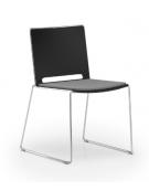 Sedia visitatore a slitta, telaio in acciaio cromato - sedile imbottito e schienale in polipropilene - CAM