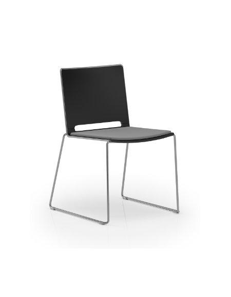 Sedia visitatore a slitta, telaio in acciaio verniciato grigio - sedile imbottito e schienale in polipropilene - CAM