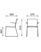 Sedia visitatore a slitta, telaio in acciaio cromato con braccioli - sedile imbottito e schienale in polipropilene - CAM