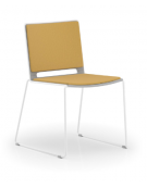 Sedia visitatore a slitta, telaio in acciaio verniciato bianco - sedile e schienale imbottito - CAM