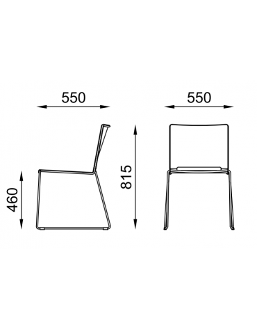 Sedia visitatore a slitta, telaio in acciaio cromato - sedile e schienale imbottito - CAM