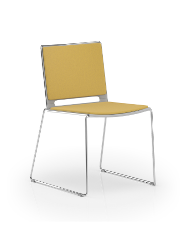 Sedia visitatore a slitta, telaio in acciaio cromato - sedile e schienale imbottito - CAM