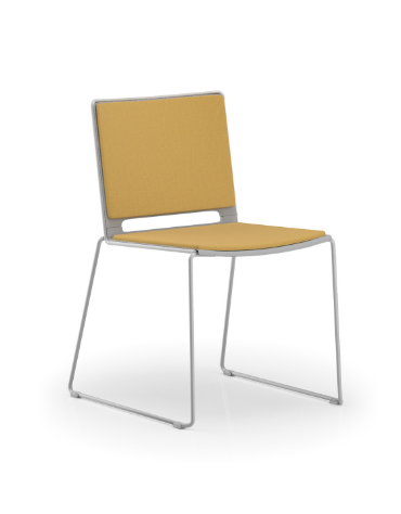 Sedia visitatore a slitta, telaio in acciaio verniciato grigio - sedile e schienale imbottito - CAM