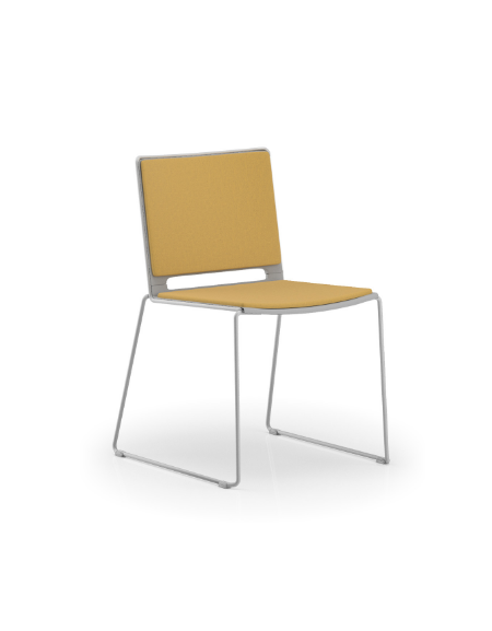 Sedia visitatore a slitta, telaio in acciaio verniciato grigio - sedile e schienale imbottito - CAM