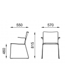 Sedia visitatore a slitta, telaio in acciaio cromato con braccioli - sedile e schienale imbottito - CAM