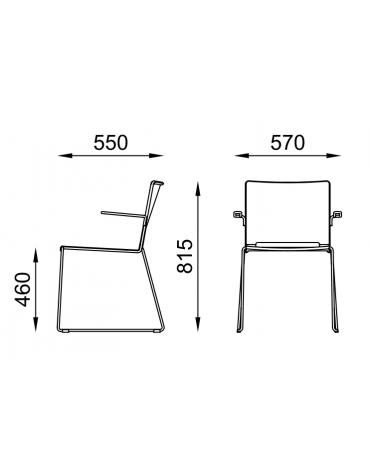 Sedia visitatore a slitta, telaio in acciaio cromato con braccioli - sedile e schienale imbottito - CAM