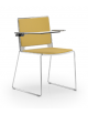 Sedia visitatore a slitta, telaio in acciaio cromato con braccioli e tavoletta- sedile e schienale imbottito - CAM