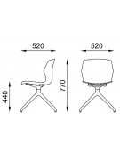 Sedia girevole visitatore base piramidale a 4 gambe in alluminio -  sedile e schienale monoscocca in polipropilene - CAM