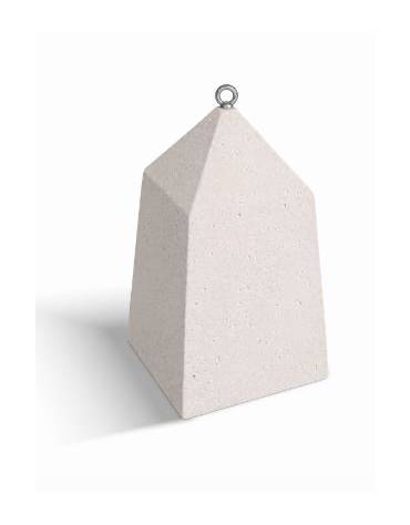 Dissuasore traffico Piramide in cemento - Colore bianco pietra - Dispositivo per ancoraggio al suolo - 45x45x80h - CAM