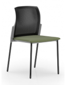 Sedia schienale in rete con telaio a 4 gambe in acciaio verniciato nero - sedile imbottito - Certificata CAM