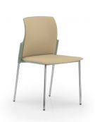 Sedia con telaio a 4 gambe in acciaio cromato - sedile e schienale imbottito con rivestimento Ecopelle o Poliestere - CAM