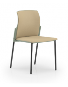 Sedia con telaio a 4 gambe in acciaio verniciato nero - sedile e schienale imbottito con rivestimento Ecopelle o Poliestere -CAM
