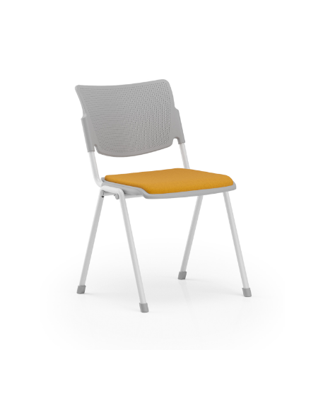 Sedia fissa in polipropilene con telaio a 4 gambe in acciaio verniciato grigio -   sedile con cuscino imbottito - CAM