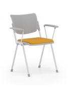 Sedia fissa in polipropilene con telaio a 4 gambe in acciaio grigio con braccioli - sedile con cuscino imbottito - CAM