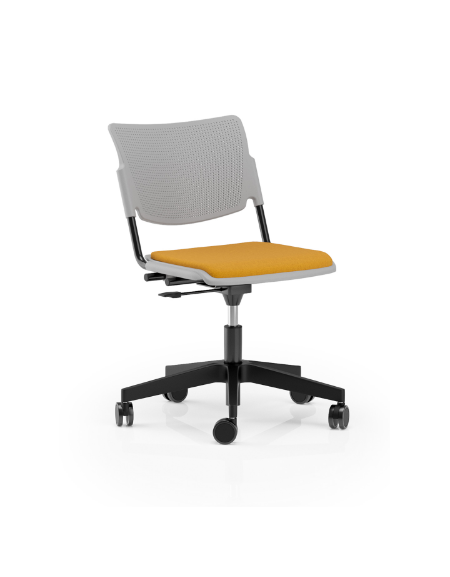 Sedia girevole ed elevabile in polipropilene con base 5 razze in nylon nero - telaio nero - sedile con cuscino imbottito